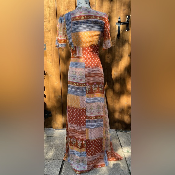 RAGA Anthropologie Maxi Length Duster Button Top Size XS NWT Orange Multi Print - Picture 2 of 7
